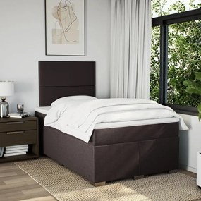 Cama boxspring com colchão 120x190 cm tecido castanho-escuro