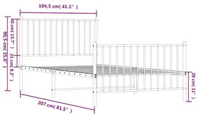 Estrutura de cama com cabeceira e pés 100x200 cm metal branco