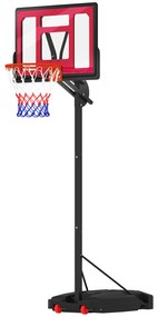 AIYAPLAY Tabela de Basquetebol para Crianças com Altura Ajustável de 200 a 260 cm com Saco de Pesos Vermelho e Preto