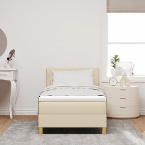 Cama Box Spring com Colchão Creme 90x190 cm Tecido