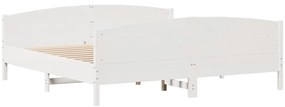 Cama sem colchão 200x200 cm madeira de pinho maciça branco