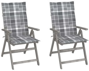 vidaXL Cadeiras jardim reclináveis c/ almofadões 2 pcs acácia maciça