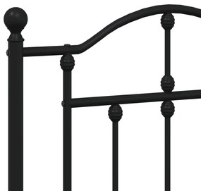 Estrutura de cama com cabeceira e pés 140x190 cm metal preto