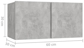 7 pcs conjunto de móveis de TV derivados madeira cinza cimento