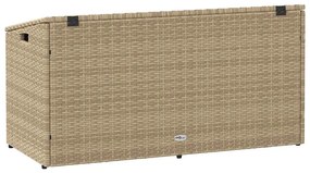 Caixa de arrumação para jardim 110x50x58 cm vime PE Bege