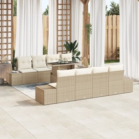 Conjunto de Sofá de Jardim de 7 Peças com Almofadas Bege em Rattan Sin