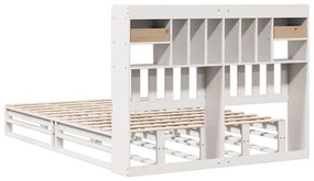 Cama com estante sem colchão 150x200 cm pinho maciço branco