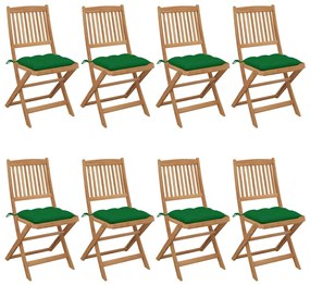 vidaXL Cadeiras de jardim dobráveis 8 pcs c/ almofadões acácia maciça