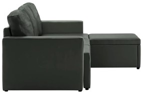 Sofá-cama modular de 3 lugares couro artificial cinzento