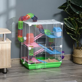 PawHut Gaiola para Hamster com 5 Plantas com Escada Alimentador Bebedo