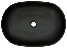 Lavatório de bancada oval 59x40x14 cm cerâmica cinza e preto