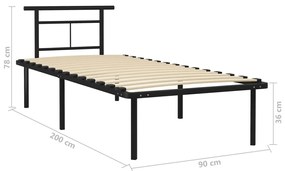 Estrutura de cama 90x200 cm metal preto