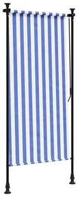 Estore de rolo para exterior 120x270cm tecido/aço azul e branco
