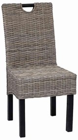 Cadeiras de jantar 4 pcs vime kubu e madeira de mangueira