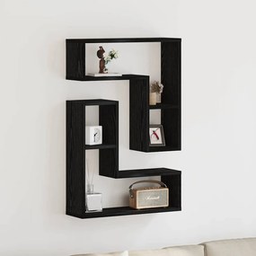 Estantes de Parede vidaXL 2 pcs Carvalho Preto 50x15x85 cm Madeira Regenerada
