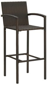 Bancos de bar 2 pcs vime PE castanho