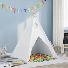 vidaXL Tenda Teepee para Crianças com Bolsa Pêssego e Bolas de Brincar Brancas