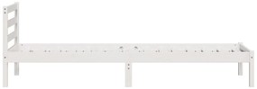 Estrutura de Cama com Cabeceira Branca 80x210 cm Madeira Maciça de Pin