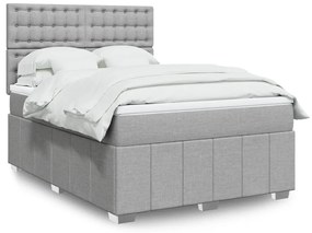 vidaXL Cama com molas/colchão 160x200 cm tecido cinzento-claro
