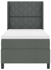 Cama Box com Colchão e LED Cinza Escuro 90x200 cm em Tecido.