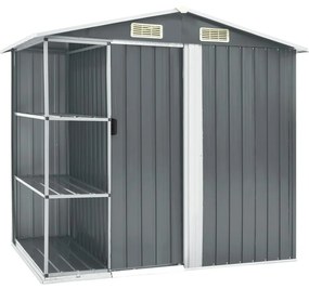 vidaXL Abrigo de jardim c/ prateleiras 205x130x183 cm ferro cinzento