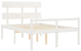 Estrutura de cama com cabeceira 120x200cm madeira maciça branco