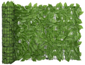 Tela de privacidade p/ varanda c/ folhas 600x75 cm verde