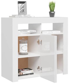 Aparador com luzes LED 80x35x75 cm branco brilhante