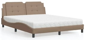 Cama com colchão 160x200 cm couro artificial cappuccino