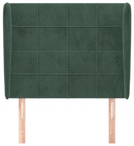 Cabeceira cama c/ abas veludo 93x23x118/128 cm verde-escuro