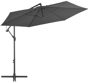 Guarda-sol cantilever com poste de alumínio 300 cm antracite