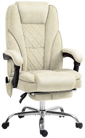 Vinsetto Cadeira de Escritório Massageadora e Aquecida Altura Ajustável Encosto Inclinável Controle Remoto Apoio para Os Pés Bege | Aosom Portugal