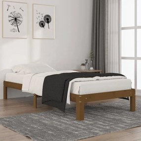 vidaXL Estrutura de cama 90x200 cm pinho maciço castanho mel