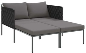 Espreguiçadeira com Almofadas para 2 Pessoas Antracite 115x153x69,5 cm