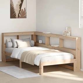 vidaXL Cama com estante sem colchão 90x190 cm pinho maciço
