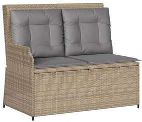 5 pcs conjunto lounge p/ jardim com almofadões vime PE bege