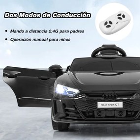 Carro elétrico para crianças Audi RS E-tron GT Licenciado 12V com controlo remoto e luzes LED 104 x 58 x 41 cm Preto