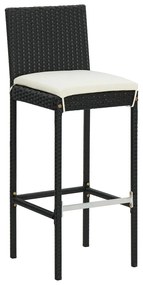 7 pcs conjunto de bar para jardim vime PE/acácia maciça preto