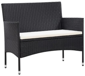 5 pcs conjunto lounge de jardim c/ almofadões vime PE preto