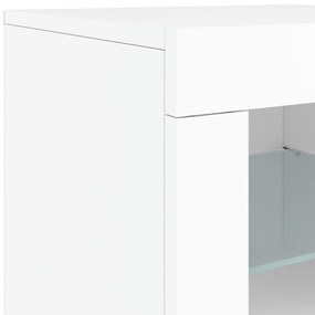 Aparador com luzes LED 202x37x67 cm branco