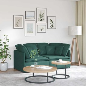 vidaXL Sofá modular com almofadas tecido verde-escuro