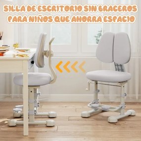 Cadeira de escritório para crianças com encosto duplo ajustável, apoio para os pés, altura e profundidade do assento ajustáveis cinza