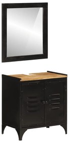 vidaXL 2 pcs conj. móveis p/ casa de banho ferro e mangueira maciça