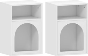 HOMCOM Mesa de Cabeceira Estreita com 2 Compartimentos Abertos, Design em Arco, 40x30x60 cm, Branco | Aosom Portugal