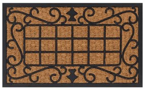 vidaXL Tapete de porta retangular 45x75 cm borracha e fibra de coco