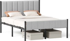 Estrutura de cama de casal 207 x 141,5 x 104 cm (COLHÃO NÃO INCLUIDO) com base em aço cinzento