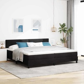 vidaXL Cama Box com colchão com cabeceira Preto 200 x 200 cm Veludo