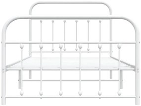 Estrutura de cama com cabeceira e pés 107x203 cm metal branco