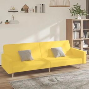 Sofá-cama de 2 lugares tecido amarelo