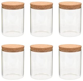 Frascos de vidro com tampas de cortiça 6 pcs 650 ml